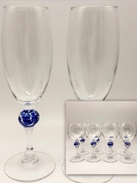 Copas Champagne Vintage en cristal liso con tallo y bola