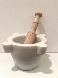 Mortero de mármol blanco de Macael