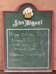 Pizarra de Bar promocional cervezas San Miguel