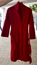 Bata de abrigo de tela PIRINEO | Talla 5 | Color Rojo | Años 70