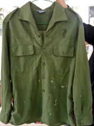 Camisa verde militar de faena |CTI m/larga | Talla 40 | Años 60