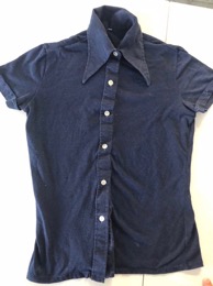 Camisa azul marino m/ corta | Años 70