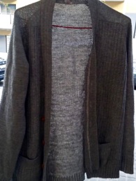 Chaqueta punto fino con frontal acanalado gris