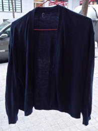 Chaqueta punto fino en canalé azul marino | caballero sin botones