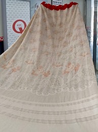 Juego de 2 cortinas con ollaos en franja roja  | Años 70