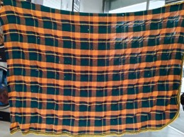 Colcha individual verano a cuadros verde-naranja | 160 x 220cm  | Años 70