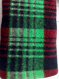 Manta de viaje vintage | Cuadros verde-negro-roja | Años 60 | 180 x 130 cm