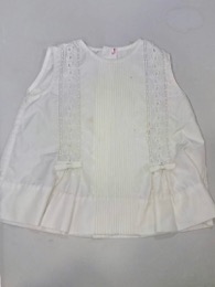 Vestido | Cuerpecito blanco roto sin mangas algodón abotonado atras | Años 60