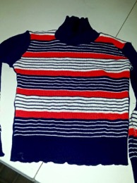 Jersey punto cuello alto niño | Rayas azules-blancas.rojas