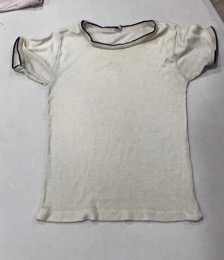 Camiseta niño m/ corta con reborde azul marino | Años 70