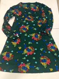 Vestido viscosa verde floreado manga larga