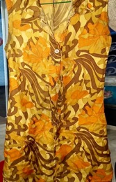 Vestido verano sin mangas estampado tonos ocres | Años 60