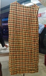 Vestido sin mangas tergal cuadros amarillos marrones | Años 70