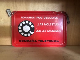 Placa metálica COMPAÑIA TELÉFONICA color rojo! 