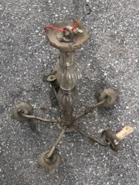 Lámpara araña en latón y cristal con 5 brazos candeleros