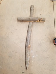 Cruz funeraria de madera natural 110 x 47 x 5