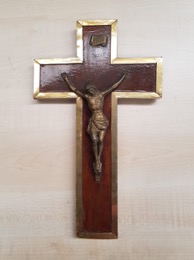 Crucifijo madera sepeli y metal | Años 30