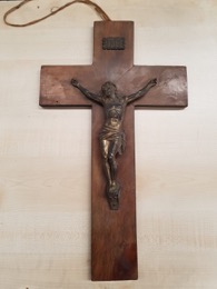 Crucifijo madera y metal bañado | Años 50