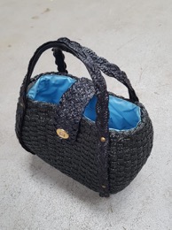Bolso tipo tote fibras trenzadas. Años 60