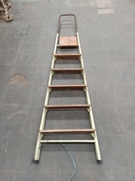 Escalera metal y madera 2 bandas 6 peldaños | 217 x 53 x 14 cm