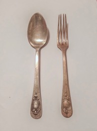 Servicio cubiertos tenedor_cuchara latón plateado ELECTRO PLATA