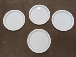 Juego de 4 platos llanos PVC blanco | ∅ 25 cm