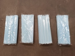 Cañas para refrescos PLASTICO RAYADO AZUL 