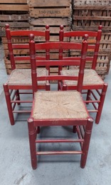 Sillas madera roja con asiento de enea  | 42 x 40 x 90 cm