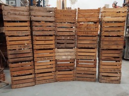 Cajas de fruta de tres lamas madera gruesa | 49 x 33 x h 29 cm