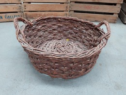 Cesto circular de mimbre color nogal | ⦵ 50 x 24,5 cm