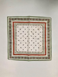 Pañuelo de bolsillo caballero | Motivos geométricos tonos verdes y rojos
