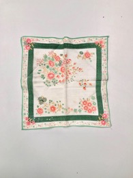 Pañuelo de bolsillo señora patrón floreado en rosa y verde