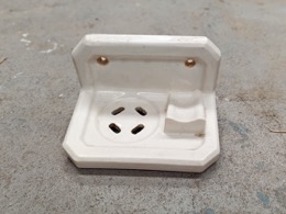 Portavasos y cepillos exento en porcelana vitrificada | 17 x 12 x h 12 cm | Años 60