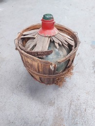 Garrafa de vidrio VIRESA forrada con lámina madera_devastada | 16 litros | ⦵ 40 x h 51 cm