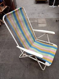 Hamaca de camping playa 5 posiciones en acero blanco y tela | 85 x 70 x 57 cm 