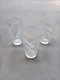 Vasos de cristal fino con dibujos espigas y filo dorado | ∅ 7 x h 11 cm