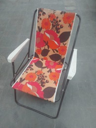 Silla de camping_playa | Motivos florales tono naranja | 56 x 73 x h 69 cm