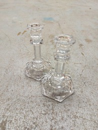 Juego de candelabros | Portavela de sobremesa en cristal | ⦵ 9 x h 15 cm