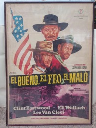 Poster promocional enmarcado EL BUENO, EL FEO Y EL MALO de Sergio Leone | 72 x 2 x h 102 cm