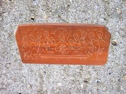 Bajo relieve grabado en madera SANTA CENA | 73 x 2,5 x h 36 cm