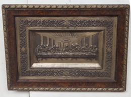Marco moldurado con madera de raiz y grabado en bajo relieve SANTA CENA | 54 x 1,5 x h 38 cm