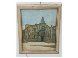 Marco madera moldurado con cenefa y fotografia iglesia | 29 x 0,5 x h 34 cm