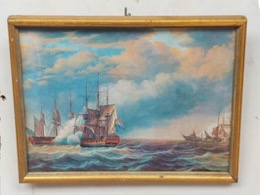 Marco dorado con ESCENA NAVAL | 30 x 1,3 x h 21 cm